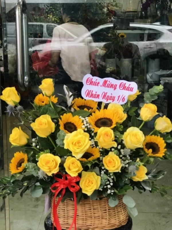 giỏ hoa hướng dương