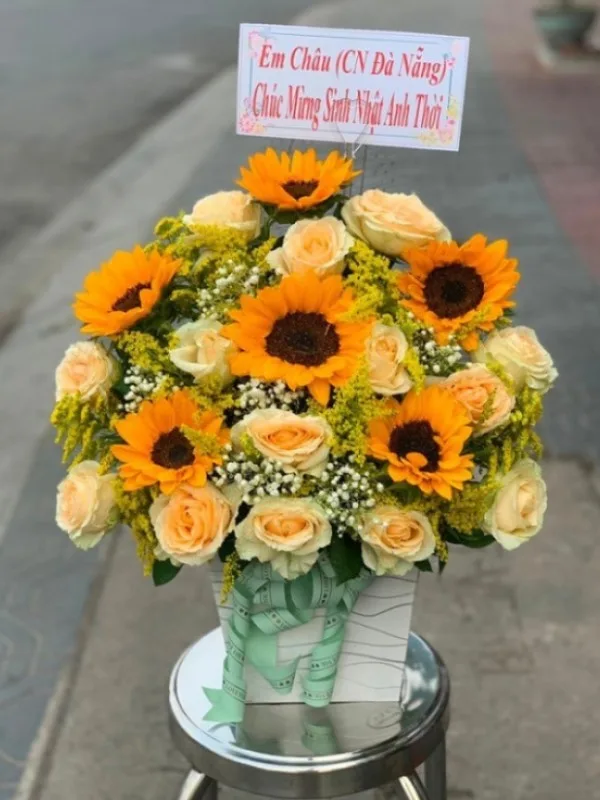 giỏ hoa hướng dương