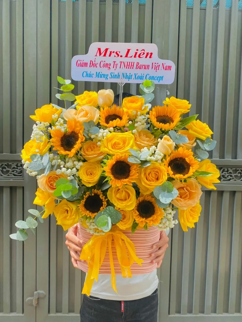 giỏ hoa hướng dương