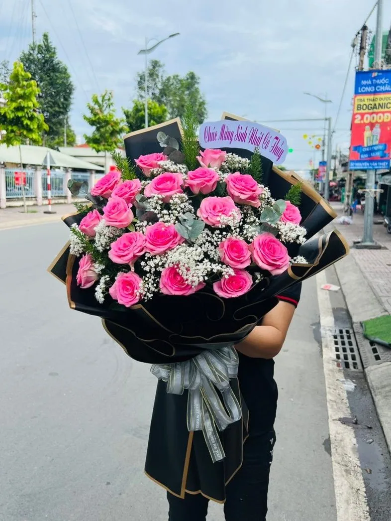 bó hoa tone hồng