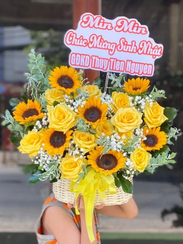 giỏ hoa hướng dương