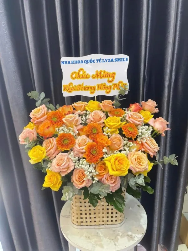 giỏ hoa tone vàng